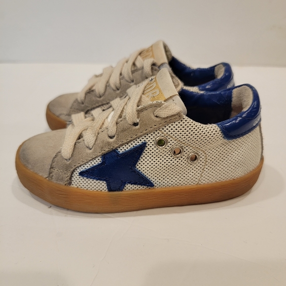 Golden goose superstar sneakers ggdb shoes for toddler baby tan and blue size 24 - Picture 1 of 12